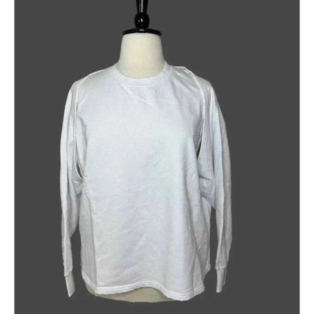 Sandrine Rose Convertible L/S S/S Distressed Sweatshirt White Women Medium NWT